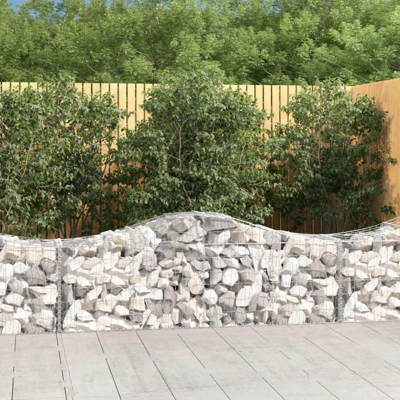 Cestas De Gaviones 14 Uds Forma De Arco Hierro 200x50x60/80 Cm