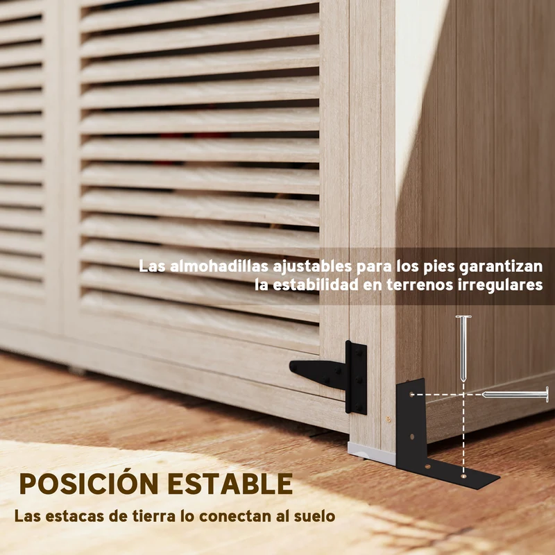 Outsunny Cobertizo De Madera 0,83 M² 127x65x168 Cm Con 2 Puertas Natural