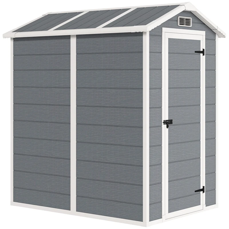 Outsunny Cobertizo De Jardín Exterior 2,1 M² 131x186x198 Cm Con Suelo Gris