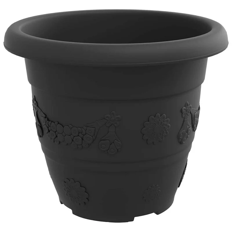 Maceta Redonda Para Flores 6 Uds. Negro Ø 22 X 18 Cm Plástico