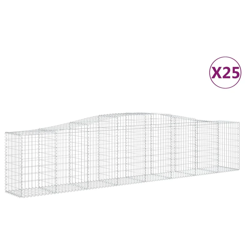 Cestas De Gaviones 25 Uds Forma De Arco Hierro 400x50x80/100 Cm