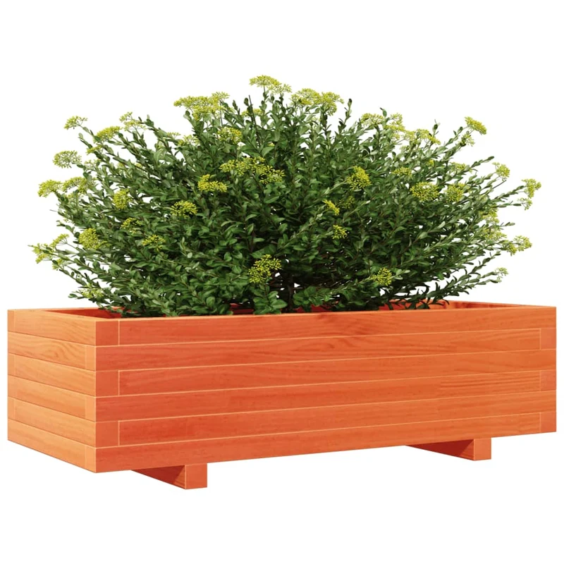 Jardinera De Madera Maciza De Pino Marrón Cera 90x40x26,5 Cm