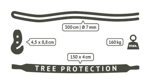 TreeMount Black - Sujeción para sillas colgantes en árboles y vigas
