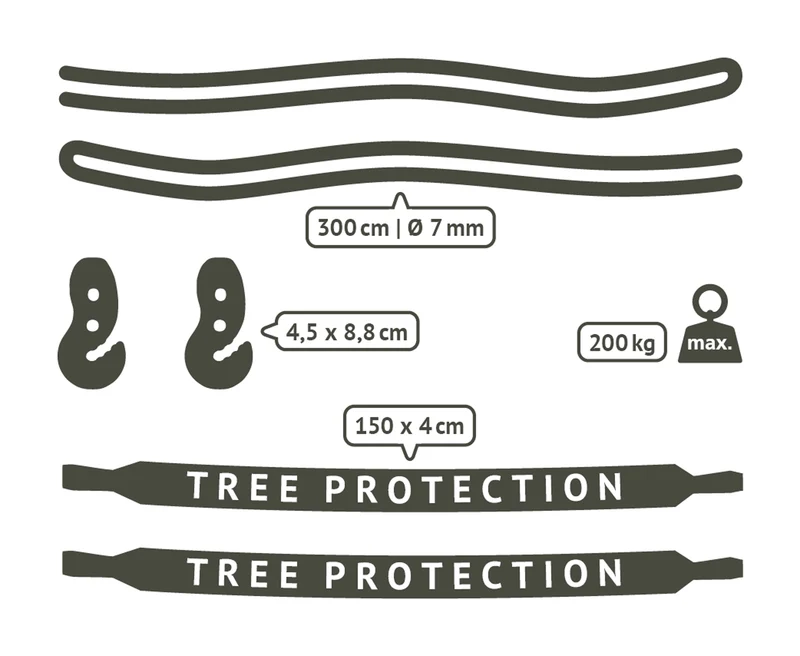 TreeMount Black - Sujeción para hamacas en árboles y postes