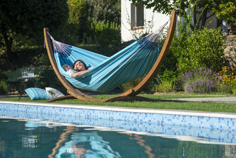 Hamaca doble para jardín y terraza Modesta Azure - La Siesta
