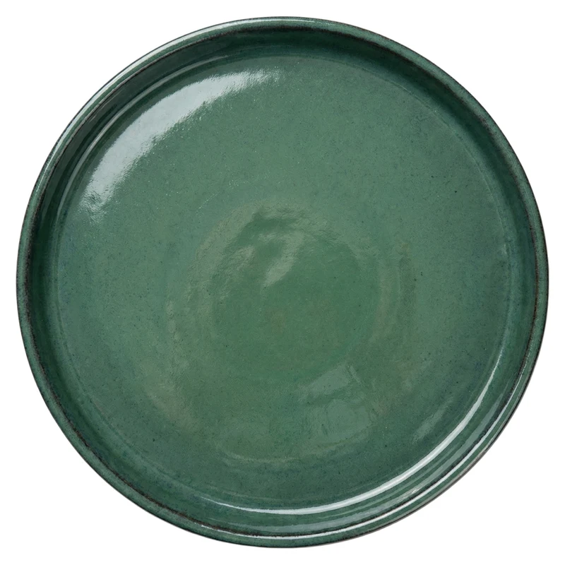 Soucoupe 24cm jade faite à la main en terre cuite émaillée