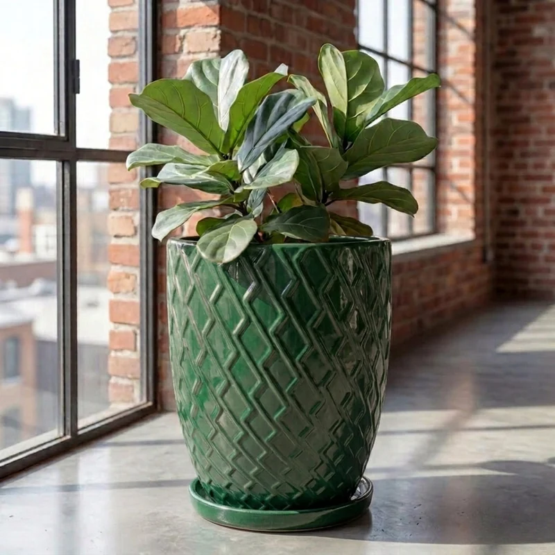 Soucoupe 24cm jade faite à la main en terre cuite émaillée