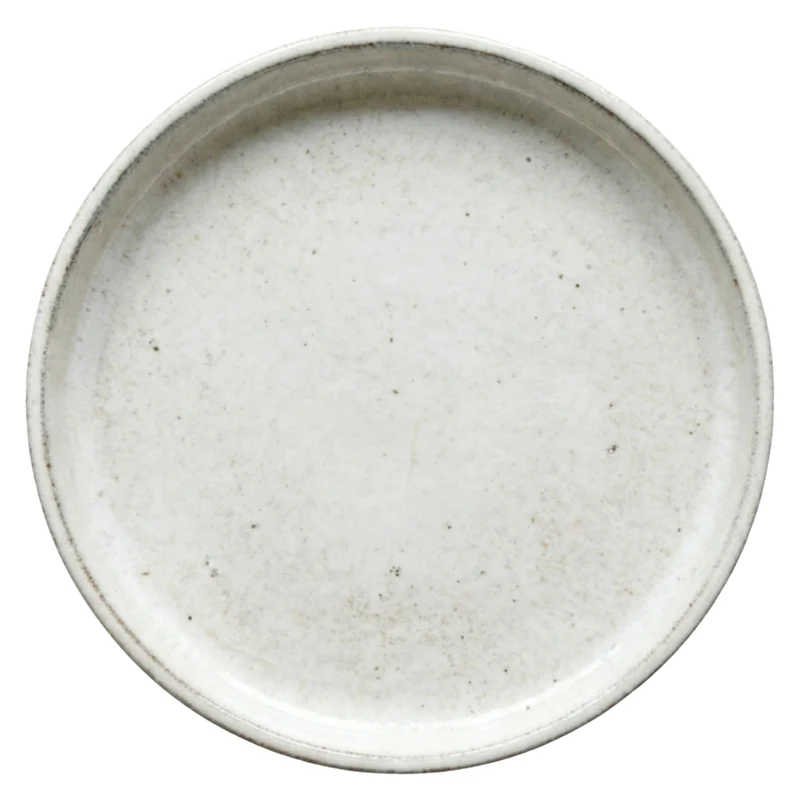 Soucoupe 32cm crème faite à la main en terre cuite émaillée