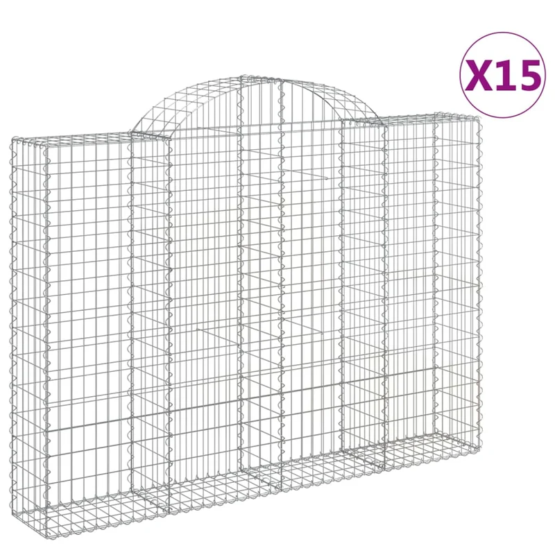 Cestas Gaviones 15 Uds Forma De Arco Hierro 200x30x140/160 Cm