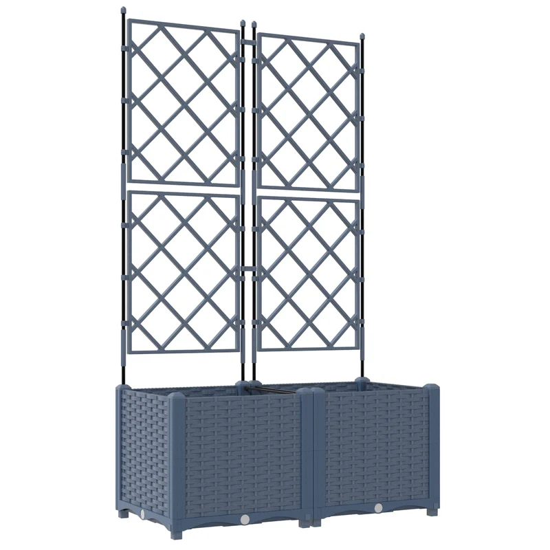 Macetero De Jardín 2 Uds. Gris 80 X 40 X 143 Cm Pp