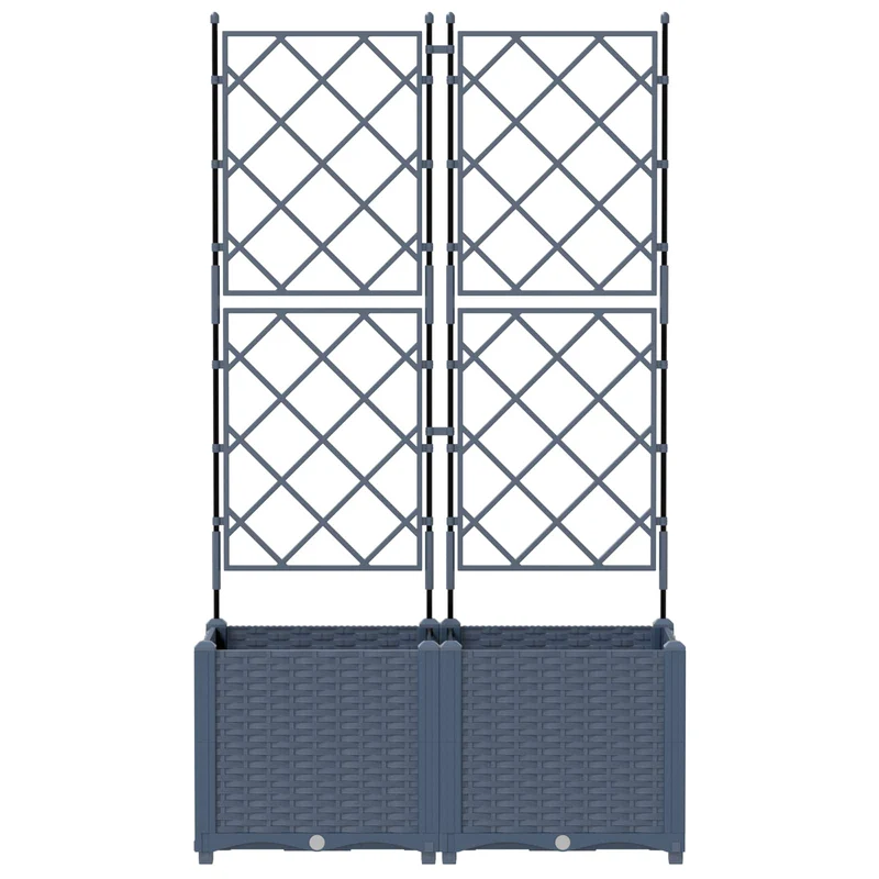 Macetero De Jardín 2 Uds. Gris 80 X 40 X 143 Cm Pp