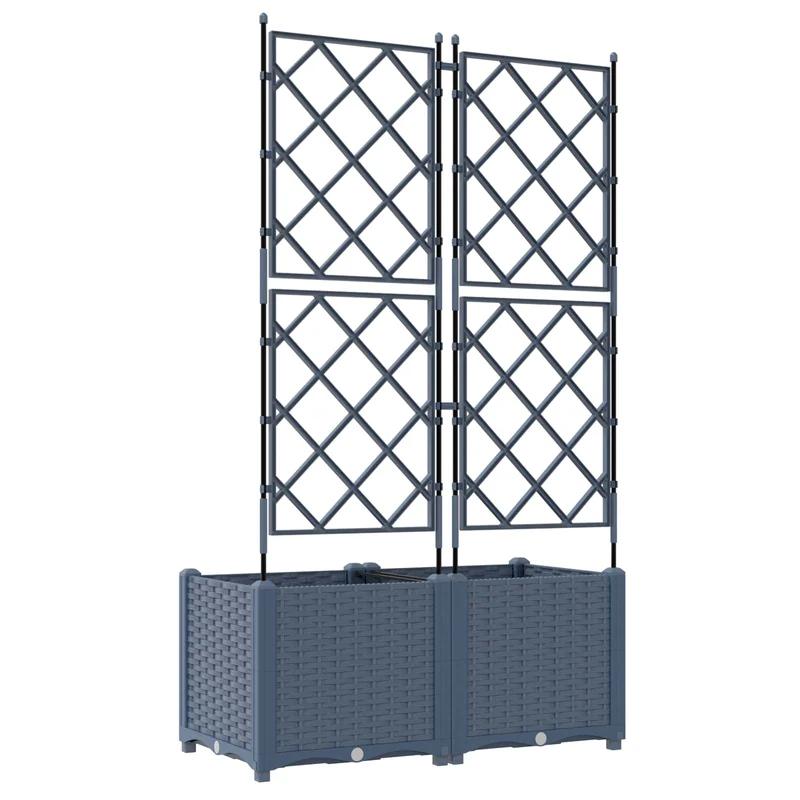 Macetero De Jardín 2 Uds. Gris 80 X 40 X 143 Cm Pp