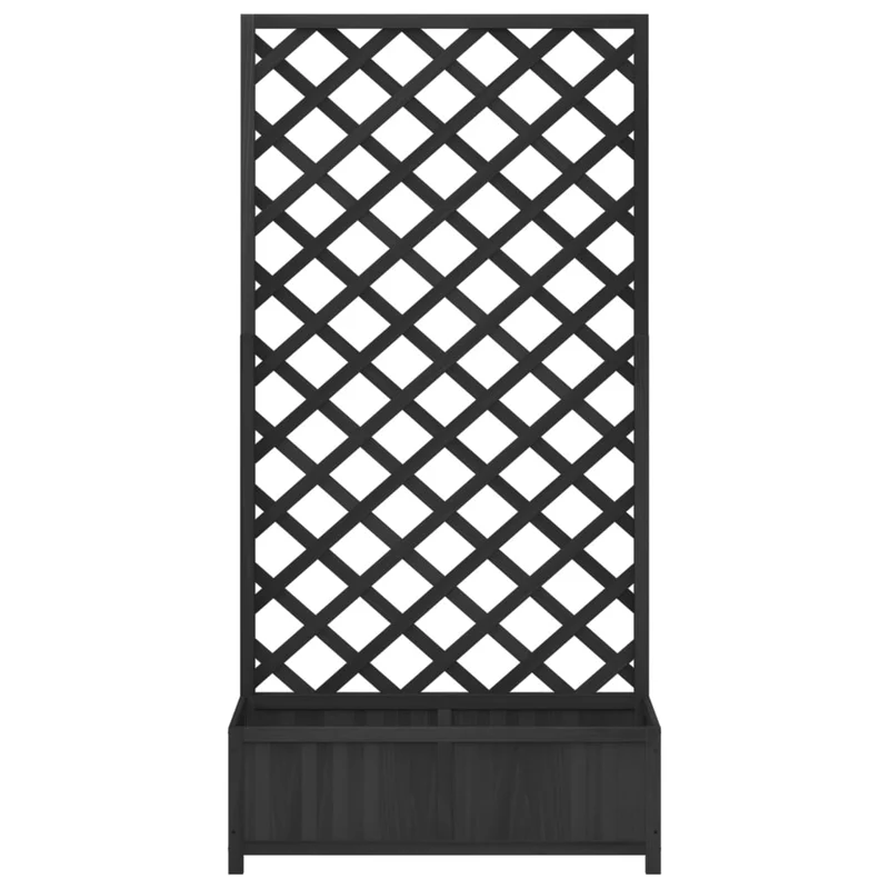 Jardinera Con Enrejado Negro 90x35x180 Cm Madera Maciza De Abeto