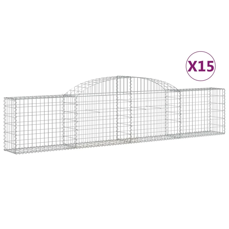 Cestas De Gaviones 15 Uds Forma De Arco Hierro 300x30x60/80 Cm