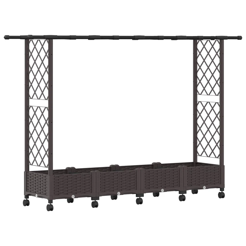 Cama Elevada Con Trellis Y Techo Marrón 203 X 40 X 127 Cm Pp