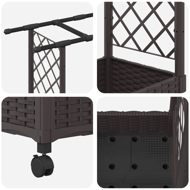 Cama Elevada Con Trellis Y Techo Marrón 203 X 40 X 127 Cm Pp