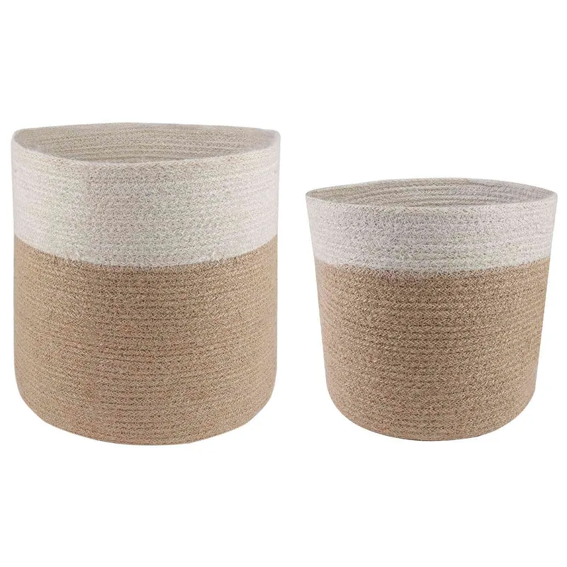 Set De Macetas De Planta 2 Uds. Natural Y Blanco Ø 28 X 28 Cm