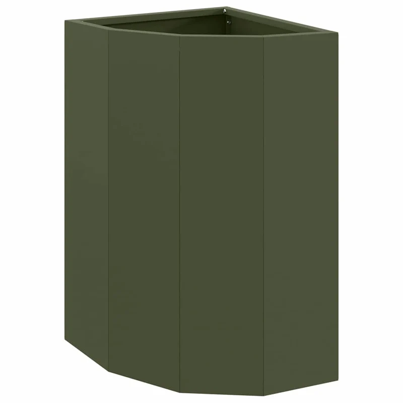 Macetero De Esquina Verde Oliva 30 X 30 X 50 Cm Acero
