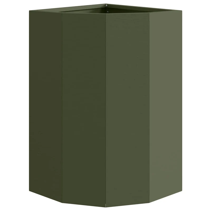 Macetero De Esquina Verde Oliva 30 X 30 X 50 Cm Acero