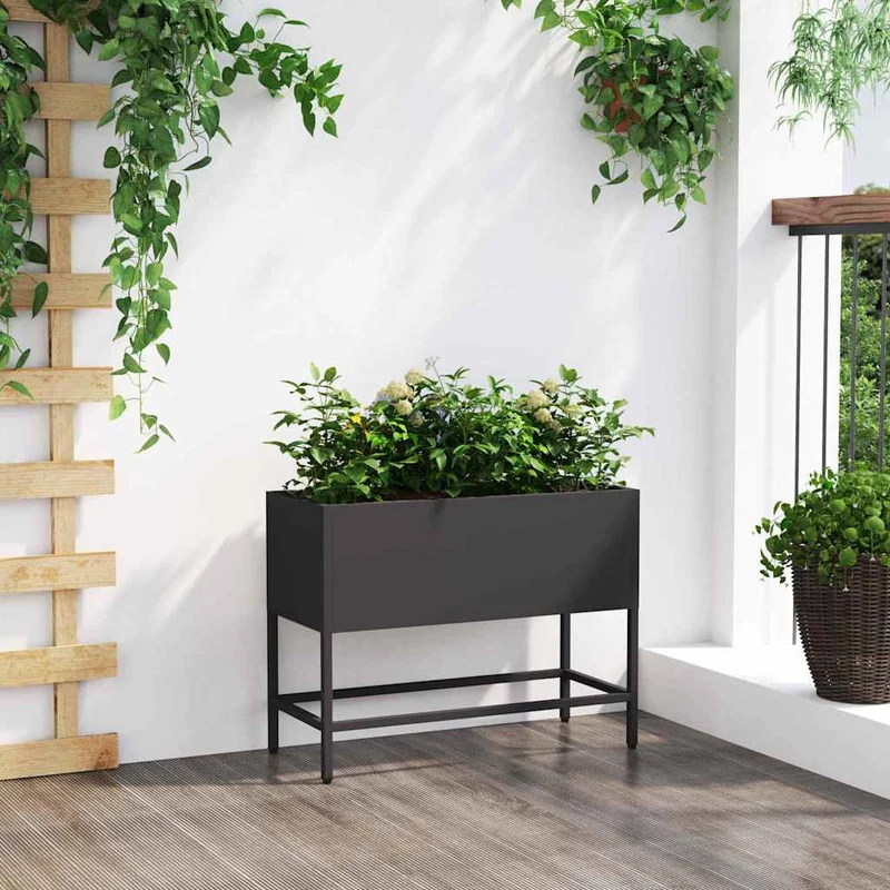 Jardinera Elevada Negro 60 X 26 X 45 Cm Acero