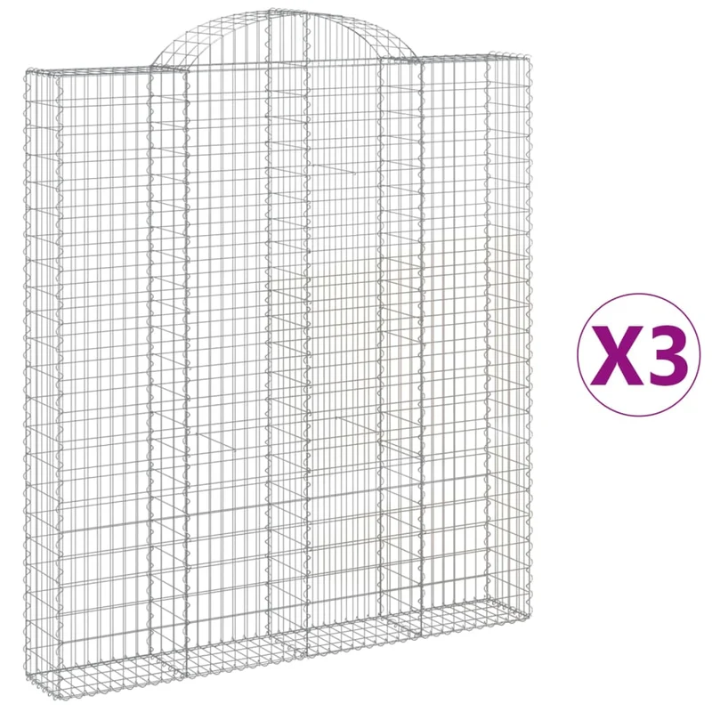 Cestas De Gaviones 3 Uds Forma De Arco Hierro 200x30x220/240 Cm