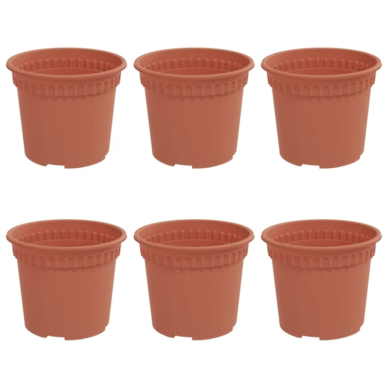 Maceta Redonda Para Flores 6 Uds. Rojo Ladrillo Ø 12,5 X 10 Cm