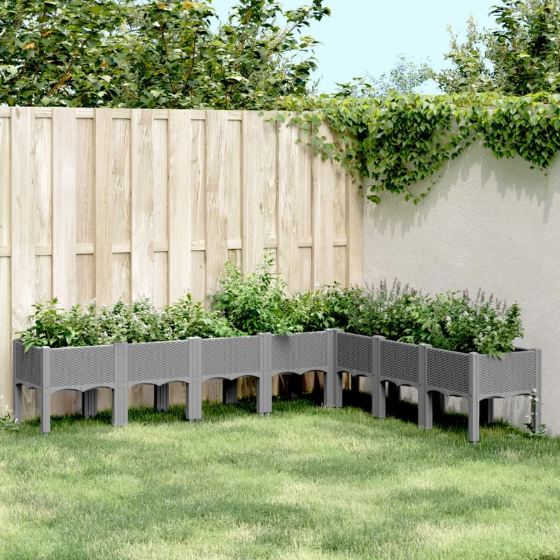 Jardinera Con Patas Pp Gris Claro 200x160x42 Cm