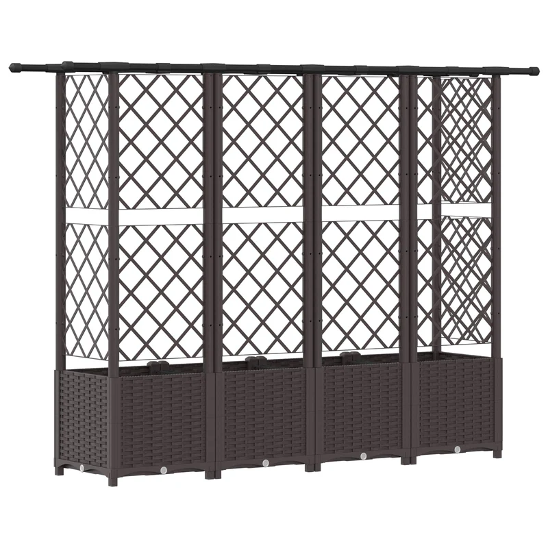 Cama Elevada Con Trellis Y Techo Marrón 202 X 40 X 136 Cm Pp