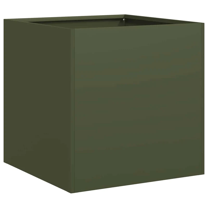Jardinera De Acero Laminado En Frío Verde Oliva 40x40x40 Cm