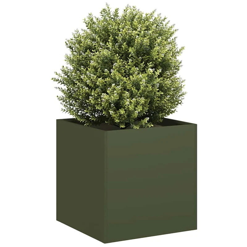 Jardinera De Acero Laminado En Frío Verde Oliva 40x40x40 Cm