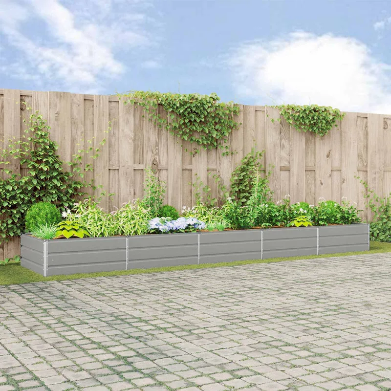 Jardinera Gris Claro 480 X 100 X 45 Cm Acero Galvanizado