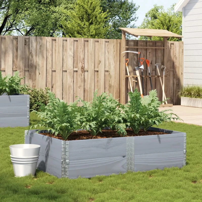 Jardinera De Madera Maciza De Pino Gris 150x100 Cm