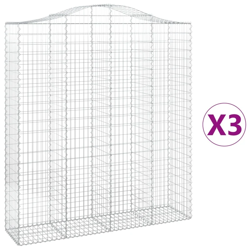 Cestas De Gaviones 3 Uds Forma De Arco Hierro 200x50x220/240 Cm