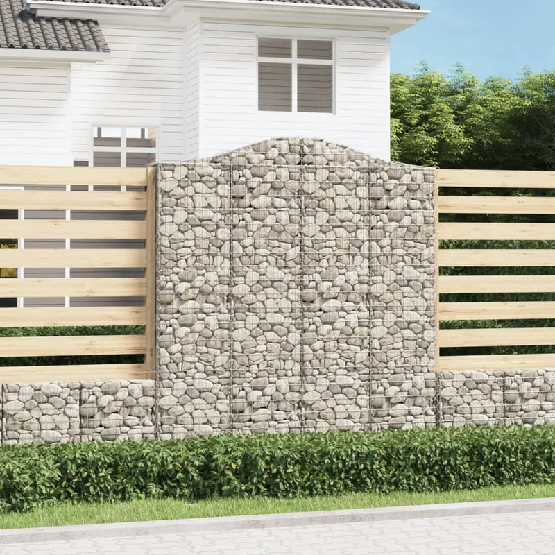 Cestas De Gaviones 3 Uds Forma De Arco Hierro 200x50x220/240 Cm