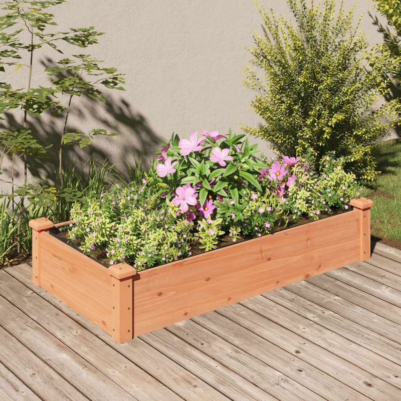 Jardinera Arriate Forro Madera Maciza Abeto Marrón 120x60x25 Cm