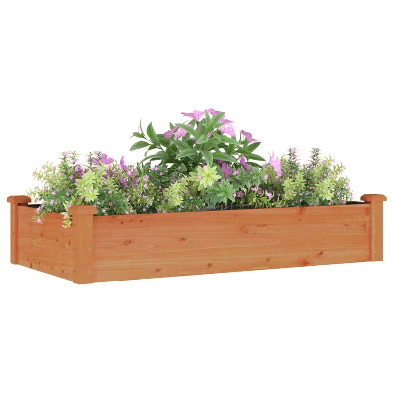 Jardinera Arriate Forro Madera Maciza Abeto Marrón 120x60x25 Cm