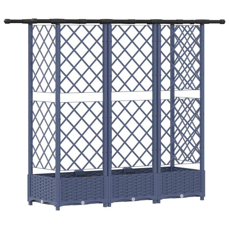 Cama Elevada Con Trellis Y Techo Gris 164 X 40 X 121 Cm Pp