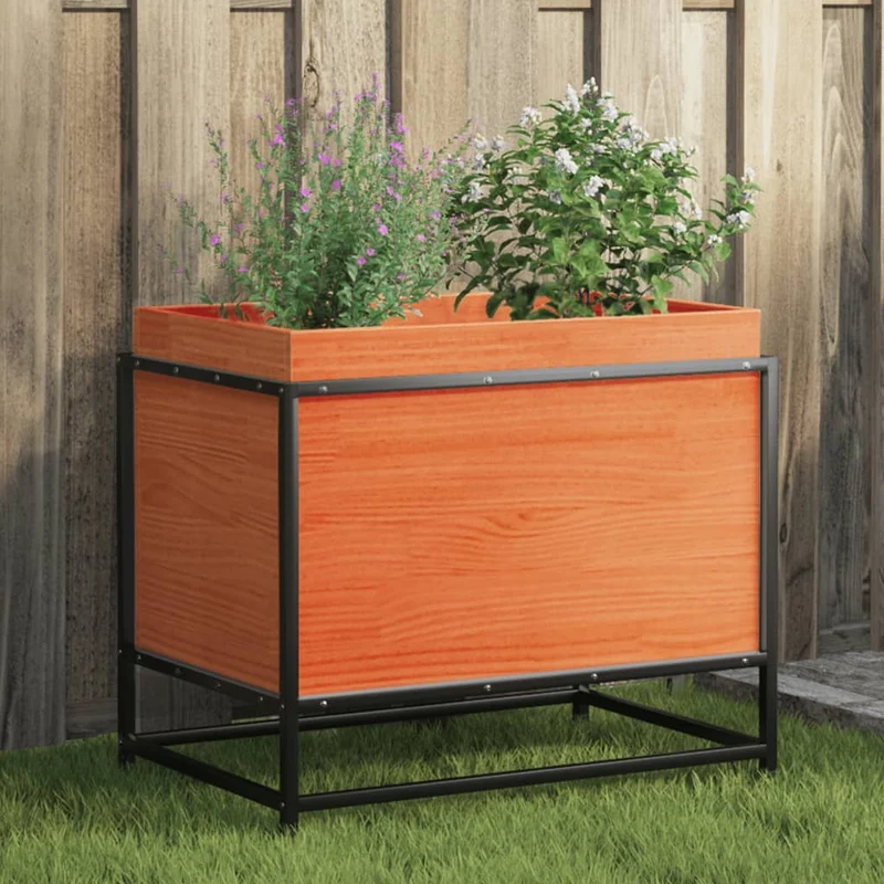 Jardinera De Madera Maciza Pino Marrón Cera 60x40x50 Cm