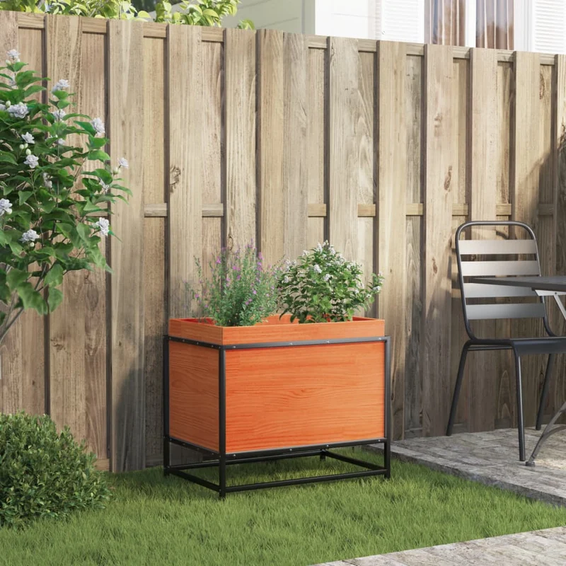 Jardinera De Madera Maciza Pino Marrón Cera 60x40x50 Cm