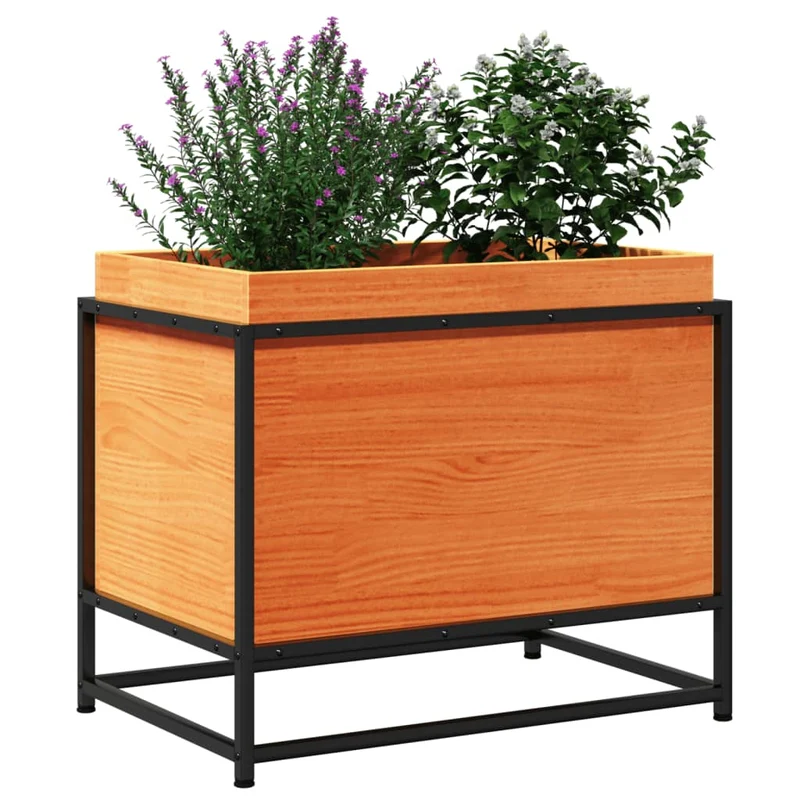 Jardinera De Madera Maciza Pino Marrón Cera 60x40x50 Cm