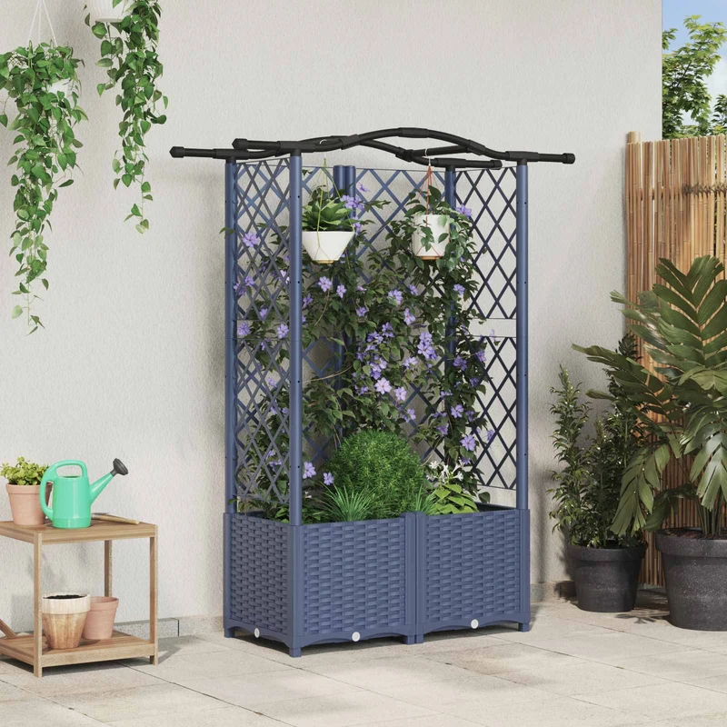Cama Elevada Con Trellis Y Techo Gris 122 X 40 X 138 Cm Pp