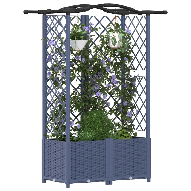 Cama Elevada Con Trellis Y Techo Gris 122 X 40 X 138 Cm Pp