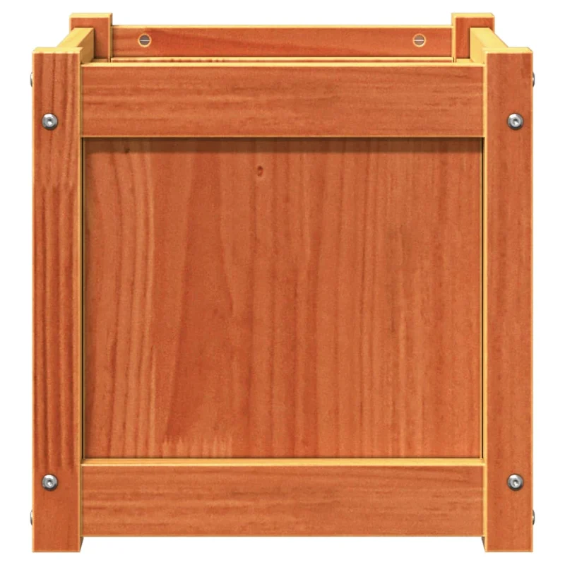 Jardinera Exterior Madera Maciza Pino Marrón Cera 40x40x40 Cm