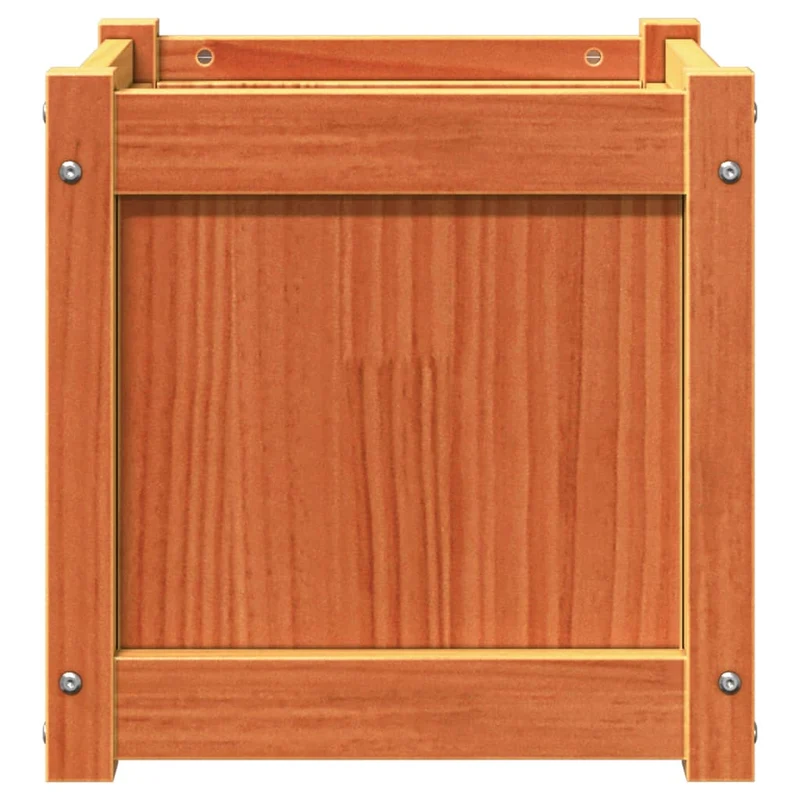 Jardinera Exterior Madera Maciza Pino Marrón Cera 40x40x40 Cm