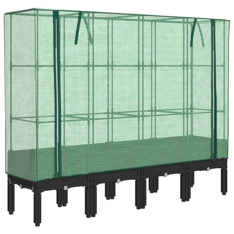 Arriate Con Cubierta Invernadero Aspecto Ratán 160x40x140 Cm