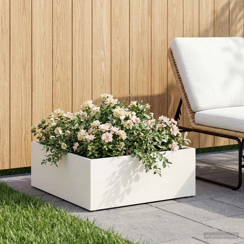 Macetero De Jardín Blanco 60 X 60 X 20 Cm