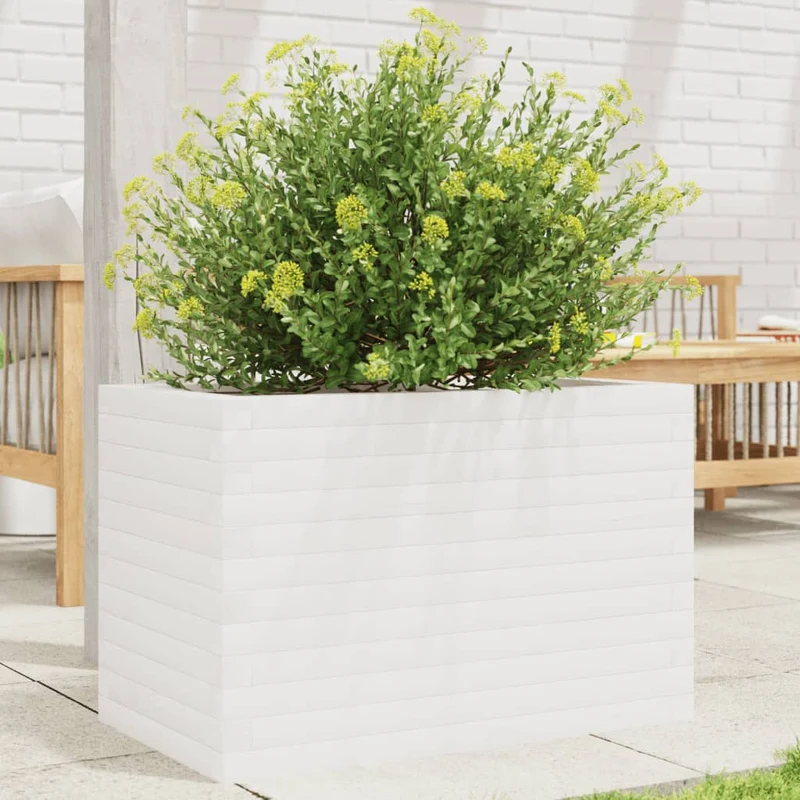 Jardinera De Madera Maciza De Pino Blanco 70x40x45,5 Cm