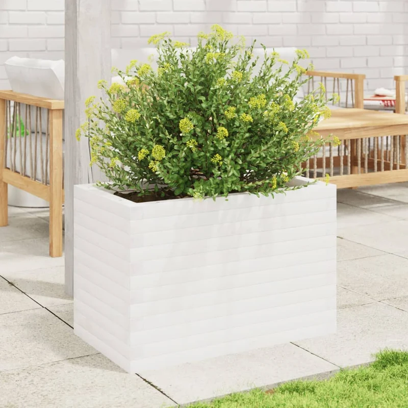 Jardinera De Madera Maciza De Pino Blanco 70x40x45,5 Cm