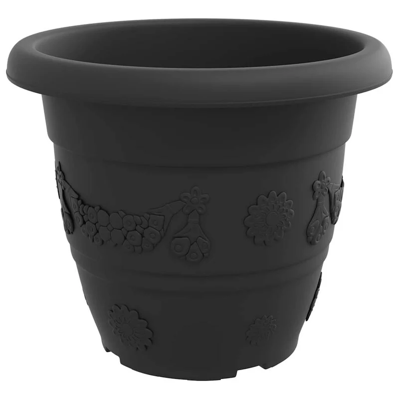 Maceta Redonda Para Flores 6 Uds. Negro Ø 39 X 32 Cm Plástico