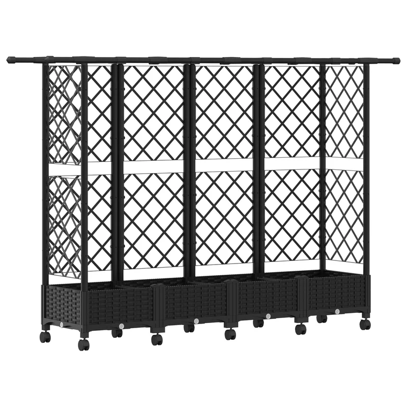 Cama Elevada Con Trellis Y Techo Negro 202,5 X 40 X 127 Cm Pp